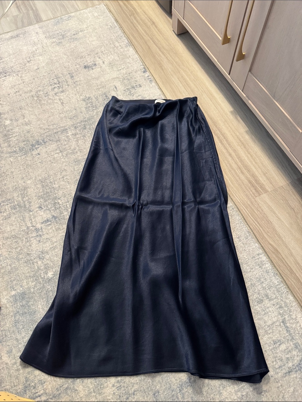 Aritzia Navy Satin Midi Slip Skirt